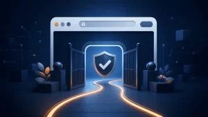 Secure gateway representing verified official website access