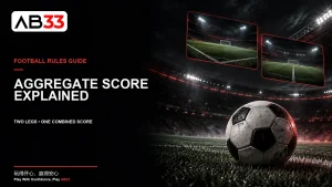 Football with two stadium panels illustrating the two matches in an aggregate-score tie