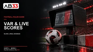 Football and pitchside review monitor illustrating VAR checks and changing live-score updates