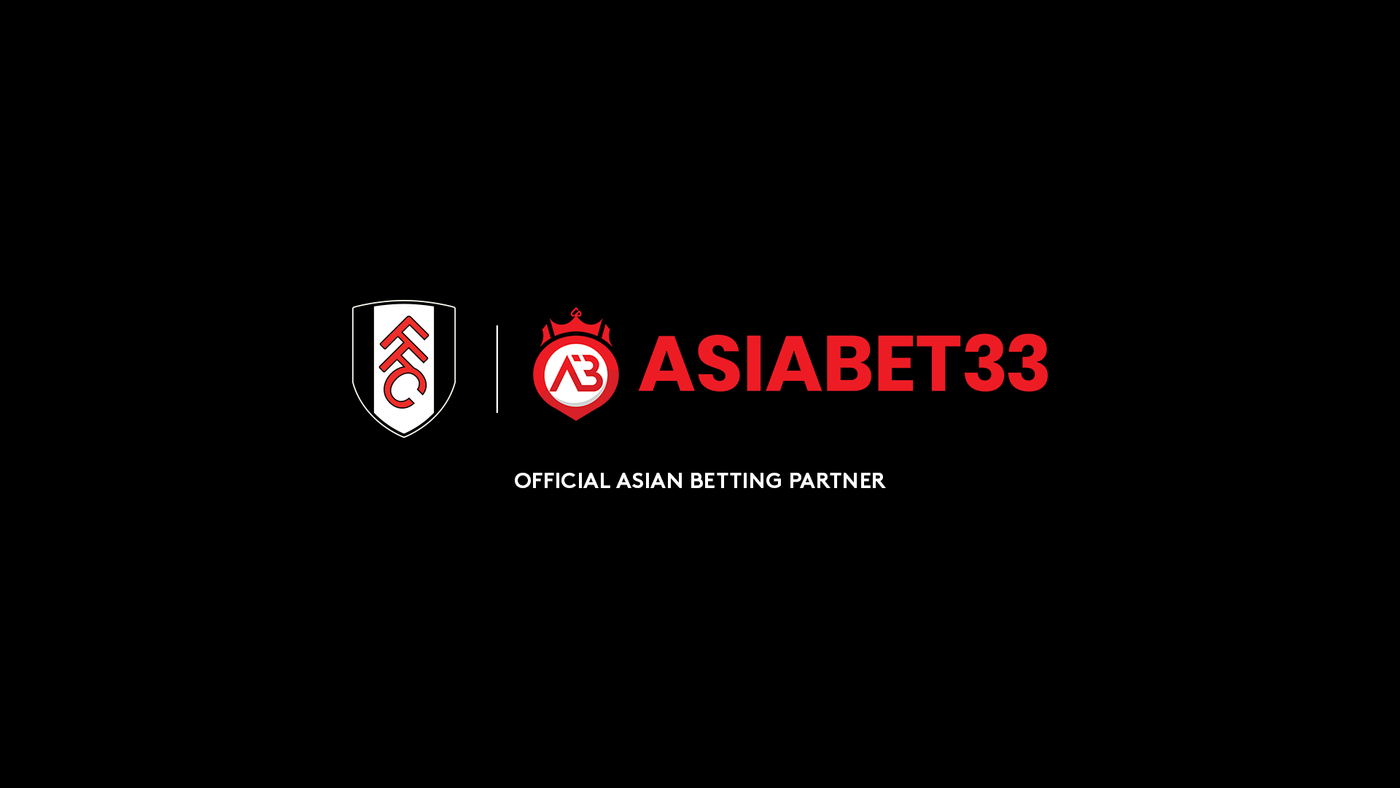 Fulham FC crest beside the Asiabet33 logo and Official Asian Betting Partner wording in the club's 2021 partnership graphic.